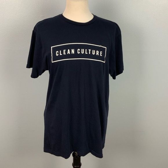Clean Culture Navy Blue logo Graphic T Shirt - Picture 1 of 6